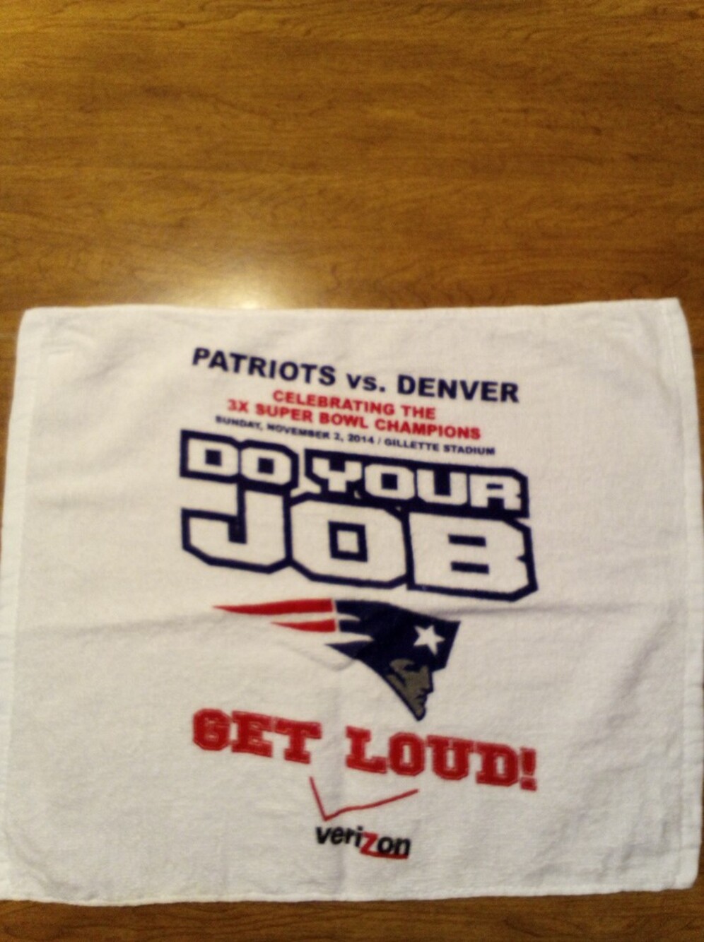 New England Patriots/Denver Broncos Do Your Job Get Loud 11-02-14 Rally Towel